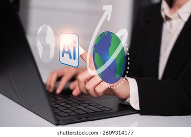 Business AI artificial intelligence change the world technology network digital communication concept data innovation futuristic science computer system earth information internet connection online