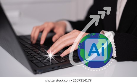 Business AI artificial intelligence change the world technology network digital communication concept data innovation futuristic science computer system earth information internet connection online