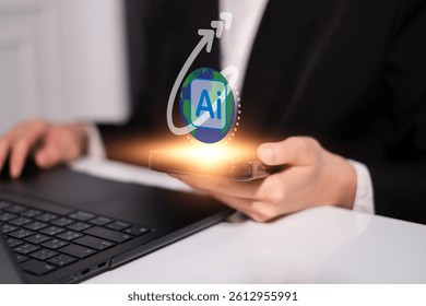 Business AI artificial intelligence change the world technology network digital communication concept data innovation futuristic science computer system earth information internet connection online