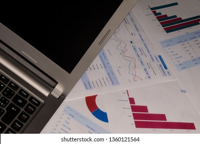 Business analysis, commercial expertise or business plan. Laptop with graphs from Google Analytics. Businessman analyzing investment charts with laptop. Accounting concept. Corporate concept.