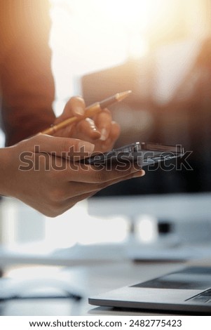 Business analyst checking in financial statement for audit internal control system. Accounting and Financial Concept.