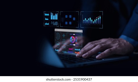 Business Analyst Use Computers and Dashboards for Data Analysis and Database-Connected Metrics for Finance Technology Operations Sales Marketing
