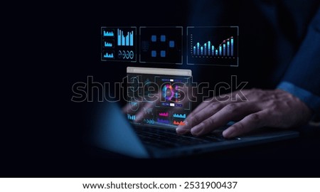 Business Analyst Use Computers and Dashboards for Data Analysis and Database-Connected Metrics for Finance Technology Operations Sales Marketing
