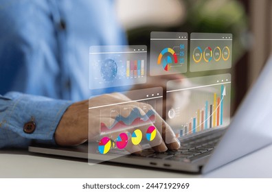 Business analytics, complex data with dashboards, multitasking expert data analyzing financial statistics, market research and digital marketing metrics, KPI, ROI, big data, financial planning  - Powered by Shutterstock - Get 15% off with code: PIKWIZARD15
