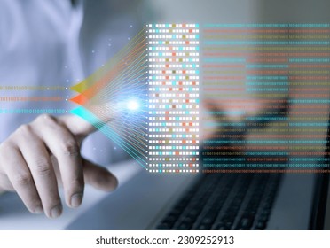 Business analytics, finance, neural network, AI,Big data technology and data science. Data scientist querying, analysing and visualizing 
