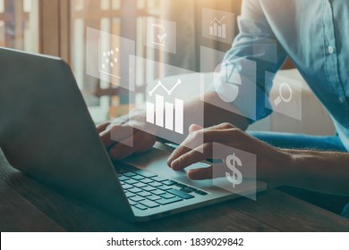 business analytics intelligence BI concept, KPI, financial charts to analyze profit and finance performance of company - Shutterstock ID 1839029842