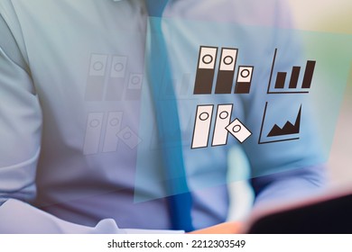 Business Analytics Intelligence Document Management Concept. Diagram Statistic Strategy