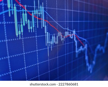 Business analyzing financial statistics displayed on the tablet screen. Bitcoin price watch. Market analysis for variation report of share. Forex market candle graph analysis on th. Shallow DOF