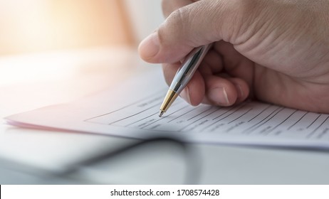 Business application form with applicant filling in company document filing personal profile applying for job, employment opportunity, administrative office career  - Shutterstock ID 1708574428