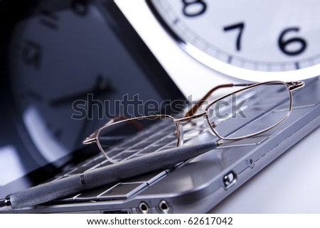 Business attribute, computer, laptop PC over background