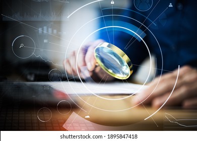 Business Auditor Using Magnifying Glass For Paperwork Fraud Investigation - Shutterstock ID 1895847418