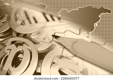 Business background with graph, ruler, pencil and map. - Shutterstock ID 2280681077