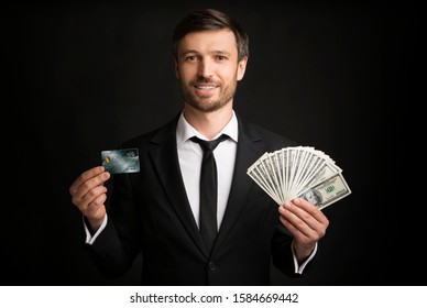 Businessman Pointing Finger Money His Hands Stock Photo 1556812433 ...