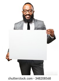 Business Black Man Holding A Banner