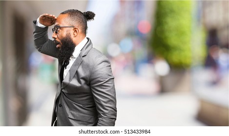 Business Black Man Looking Far