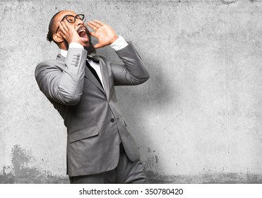 Business Black Man Shouting