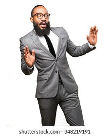 Business Black Man Surprised