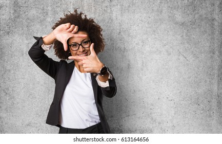 Business Black Woman Doing Frame Gesture