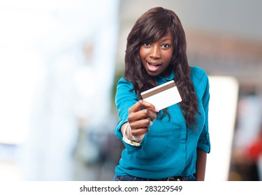 Business Black Woman Holding A Credit Card