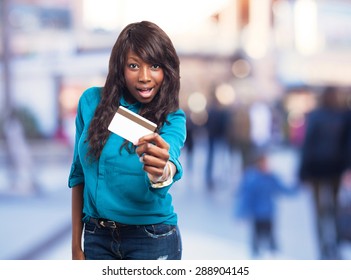 Business Black Woman Holding A Credit Card