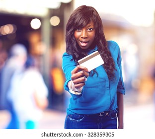 Business Black Woman Holding A Credit Card