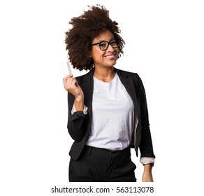 Business Black Woman Holding A Credit Card