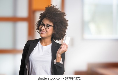 Business Black Woman Holding A Credit Card