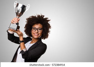 Business Black Woman Holding A Cup Of Coffee And Files