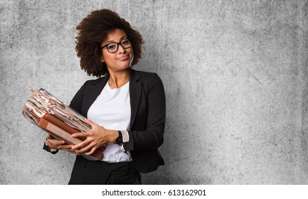 Business Black Woman Holding Files