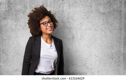 Business Black Woman Winking One Eye