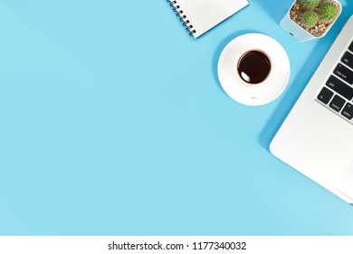 Business Blue Desk Top View Computer Stock Photo 1177340032 | Shutterstock