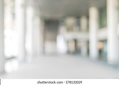 Business Blur Background Office Building Lobby Hall Interior Of White Empty Room With Blurry Light From Glass Wall Window