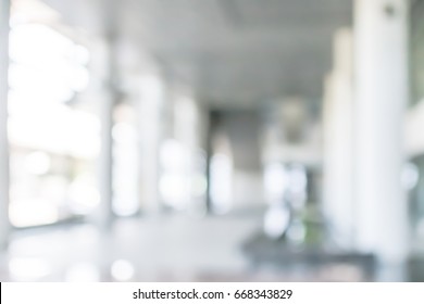 Business Building Blur Background Office Lobby Hall Interior Empty Indoor Room With Blurry Light From Glass Wall Window