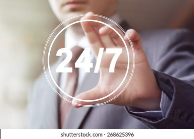 Business button 24 hours service icon web sign icon