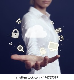 Business button cloud web communication - Shutterstock ID 494767399