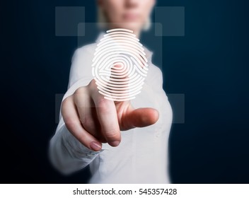 Business button fingerprint print security network.