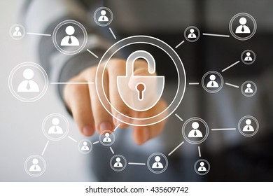 Business Button Lock Security Network.