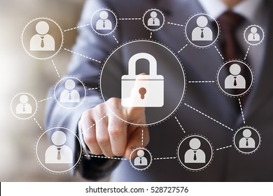 Business button lock security virtual sign web network - Shutterstock ID 528727576