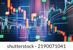 business candlestick. Financial static analysis with growing financial charts. Online trading, Investment, Strategy market plan, and Stock market fluctuations Concept.