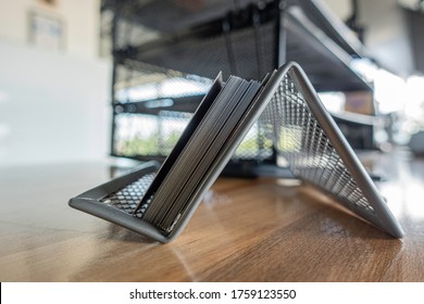 Business Card Holder On An Office Table