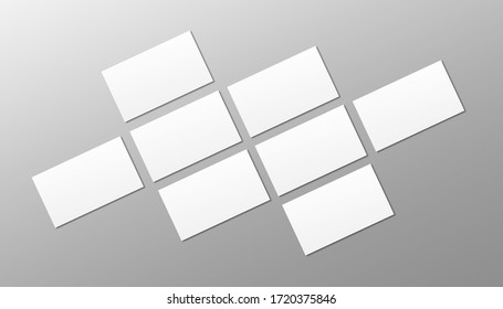 Business Card Mockup Spread Style Top View. Isometric View