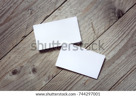 Business card template for branding identity on wood background