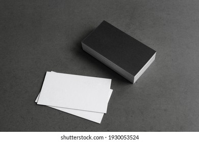 Business cards blank. Mockup on black background. - Shutterstock ID 1930053524