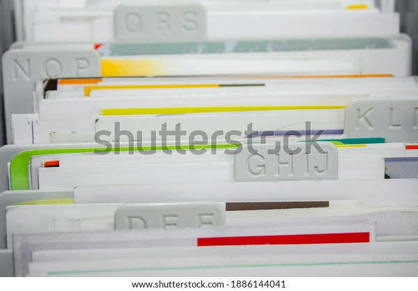 business cards filing - close\
up
