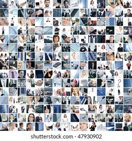 Unternehmenskollage aus 225 Geschäftsbildern