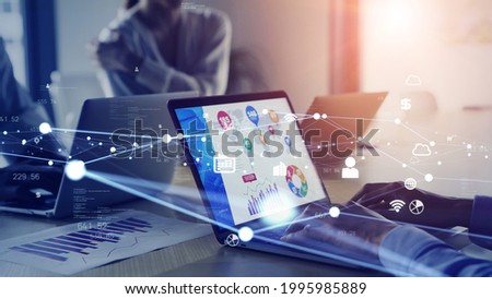 Business communication network concept. Software as a service. Digital transformation.