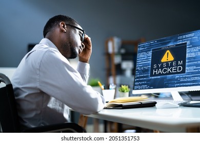 Business Computer Hacked. Cyber Security Virus Attack