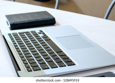 Business Computers Technology. Open laptop. Modern office interior. Working process - Shutterstock ID 528495919