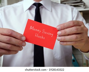 Business Concept About Money Saving Hacks With Phrase On The Sheet.
