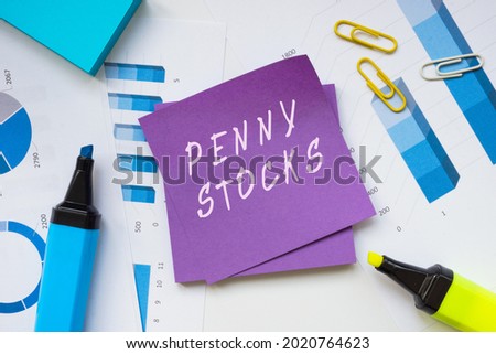 Business concept about PENNY STOCKS with phrase on the piece of paper. 
